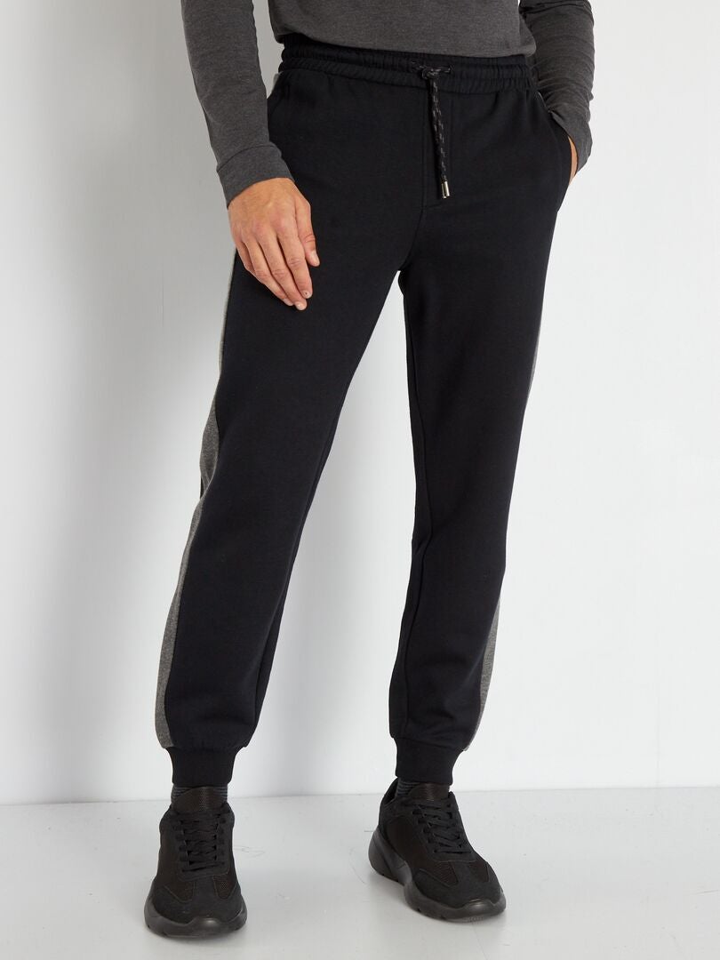 Pantalon de jogging bicolore noir - Kiabi