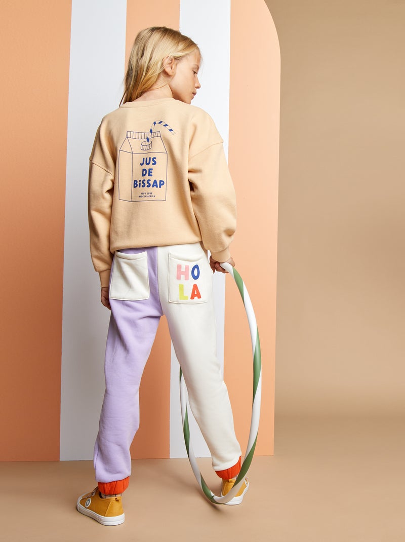 Pantalon de jogging bicolore X Taxi Brousse Blanc/violet - Kiabi