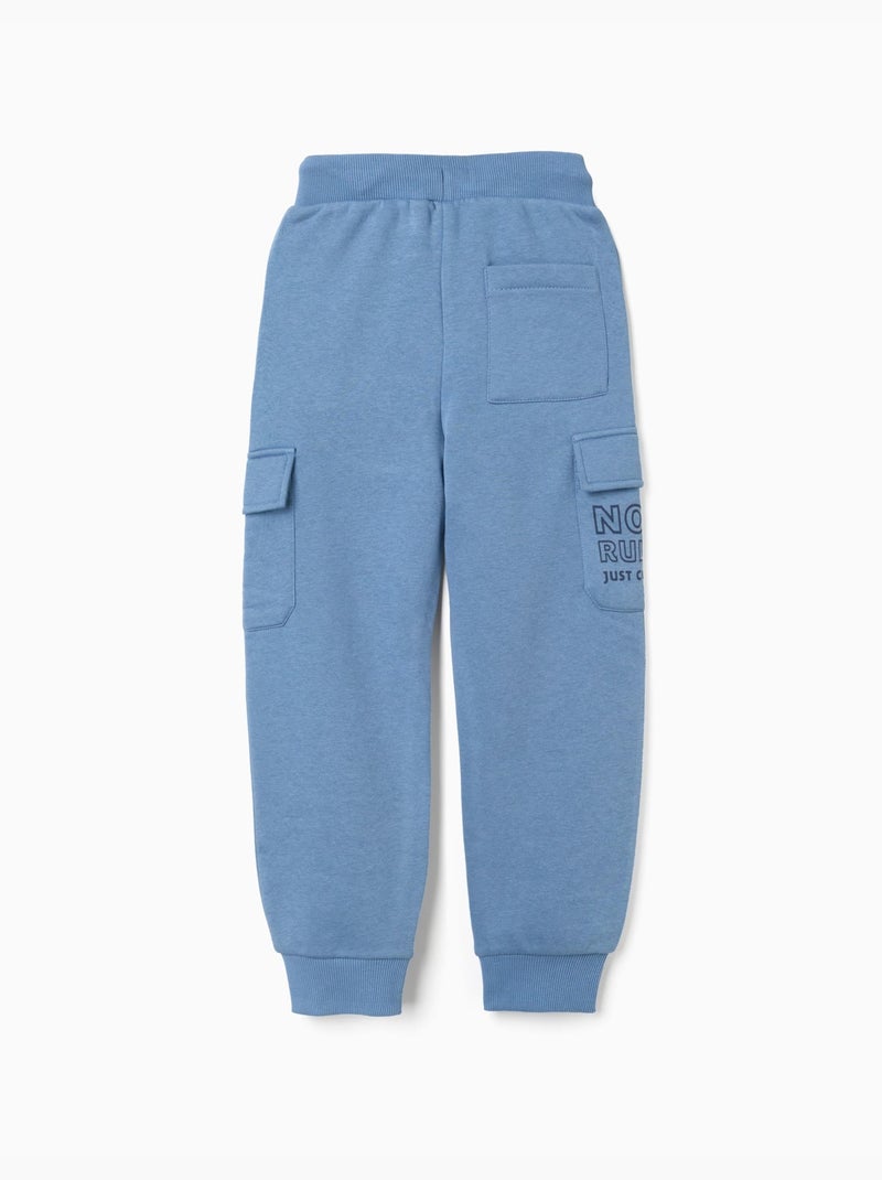 Pantalon de jogging cargo en coton peigné à imprimé No Rules Bleu Bleu - Kiabi