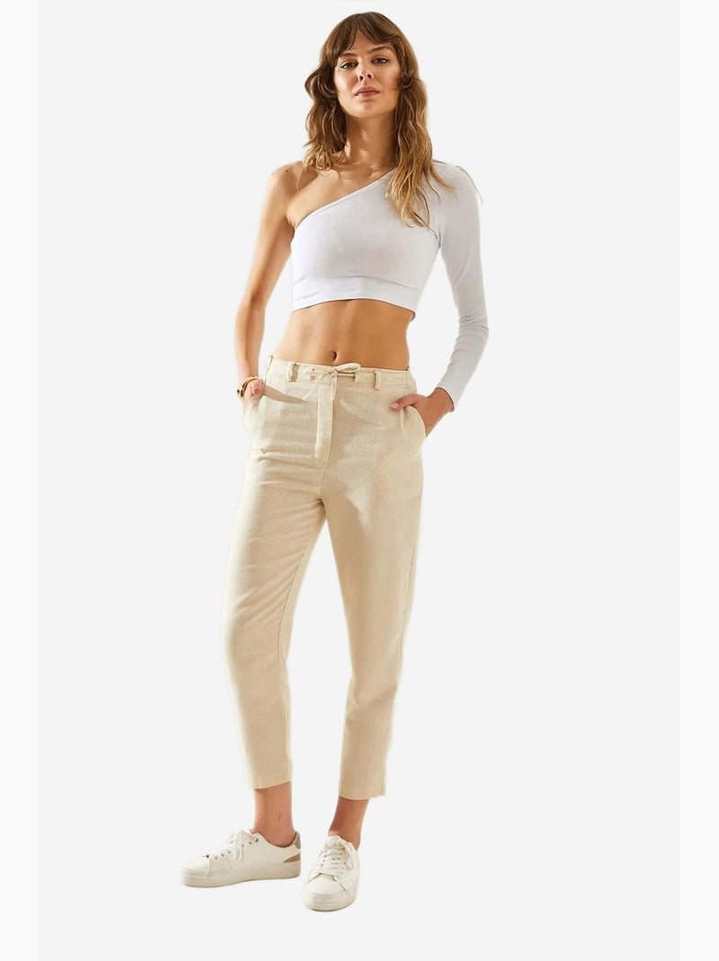 Pantalon de jogging cheville lien de serrage lucci Beige argile - Kiabi