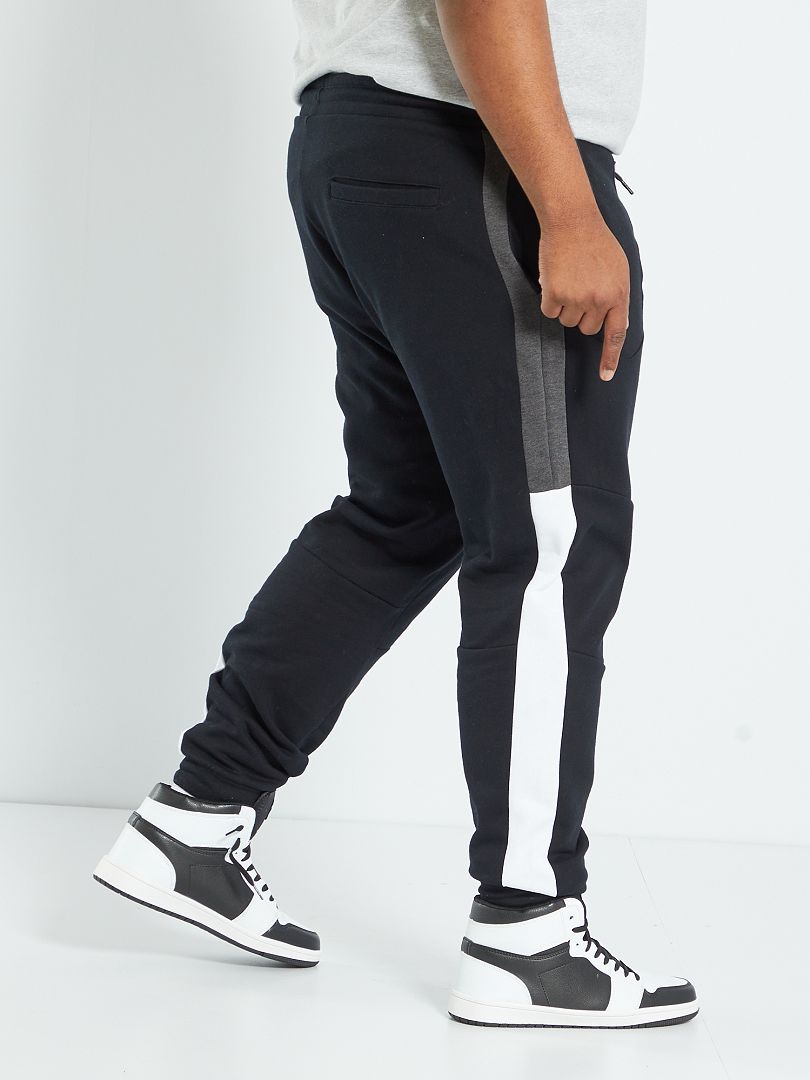 Pantalon de jogging color-block noir - Kiabi