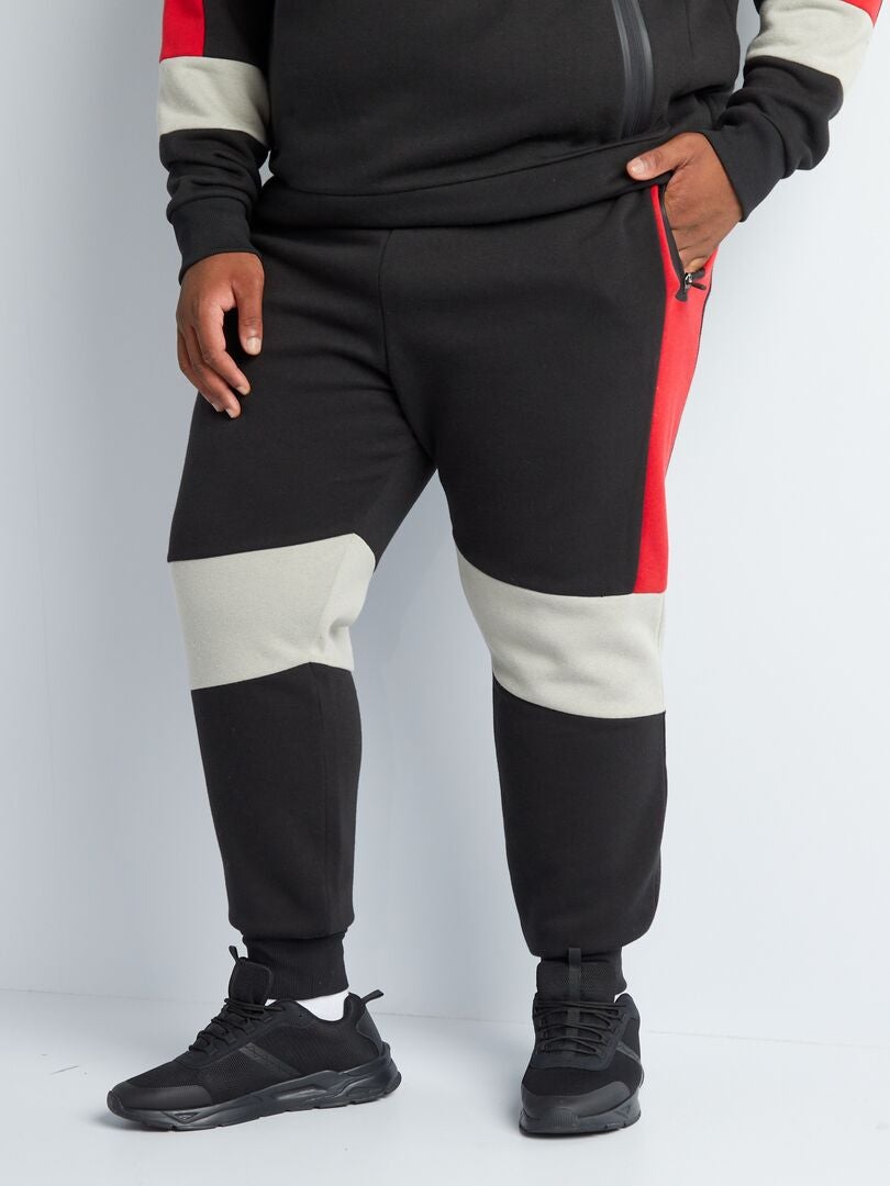 Pantalon de jogging color-block Noir/rouge - Kiabi