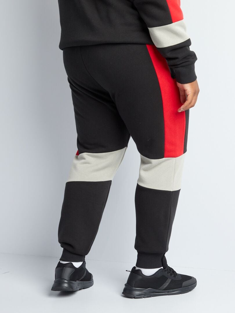Pantalon de jogging color-block Noir/rouge - Kiabi