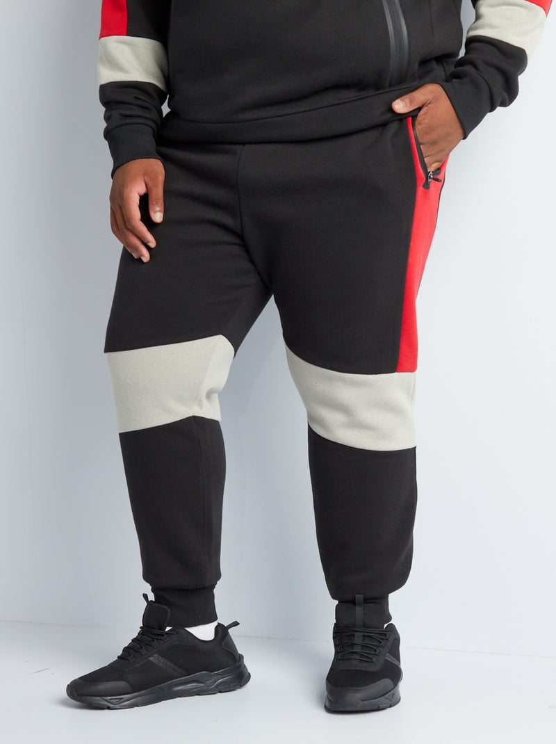 Pantalon de jogging color-block Noir/rouge - Kiabi