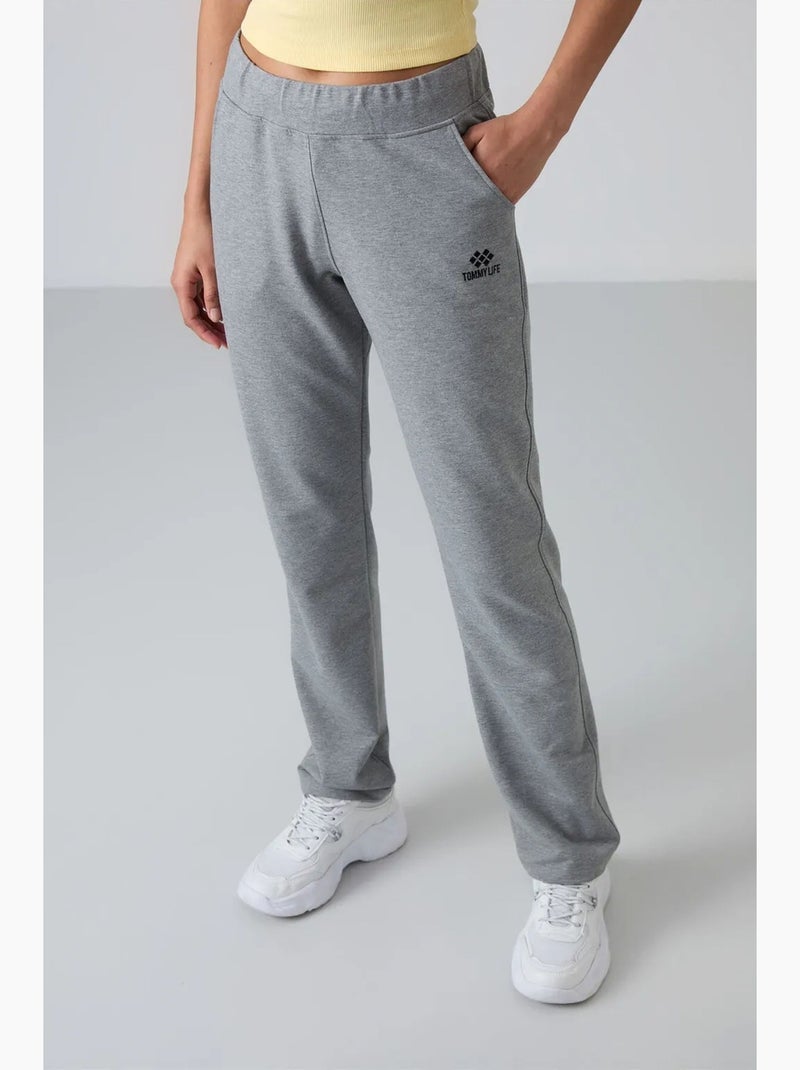Pantalon de jogging droit à taille haute tommy Gris - Kiabi