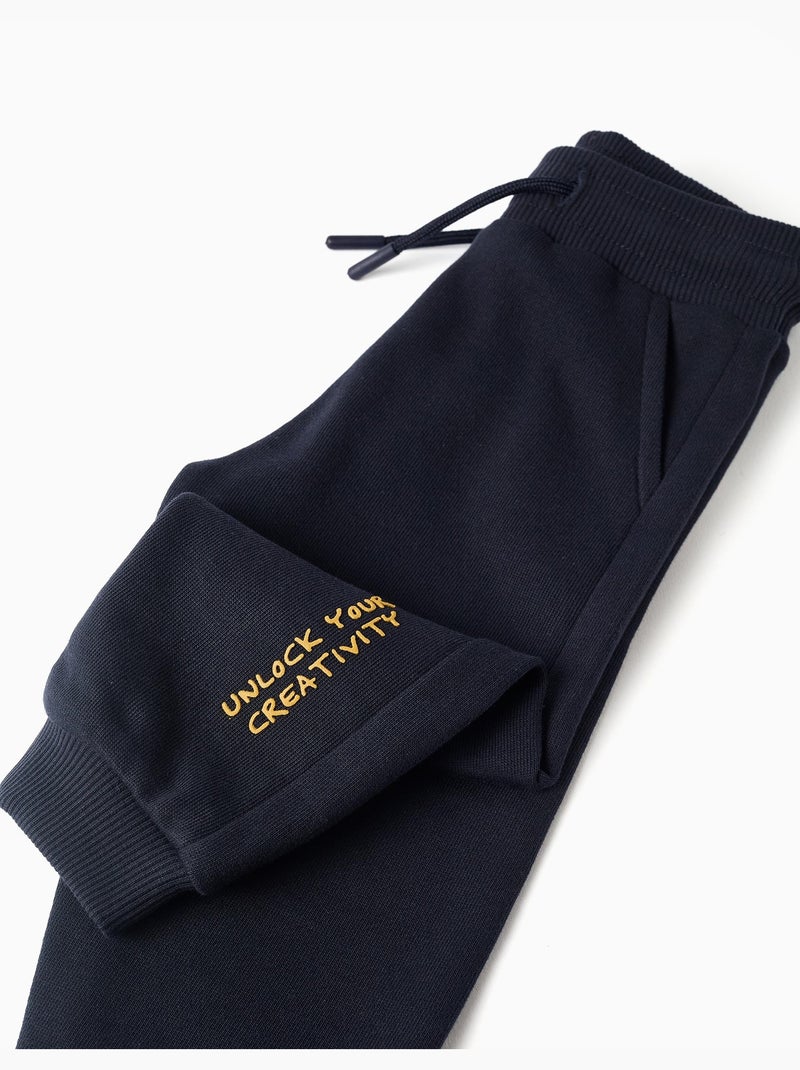 Pantalon de jogging en coton à imprimé Creativity Bleu foncé - Kiabi