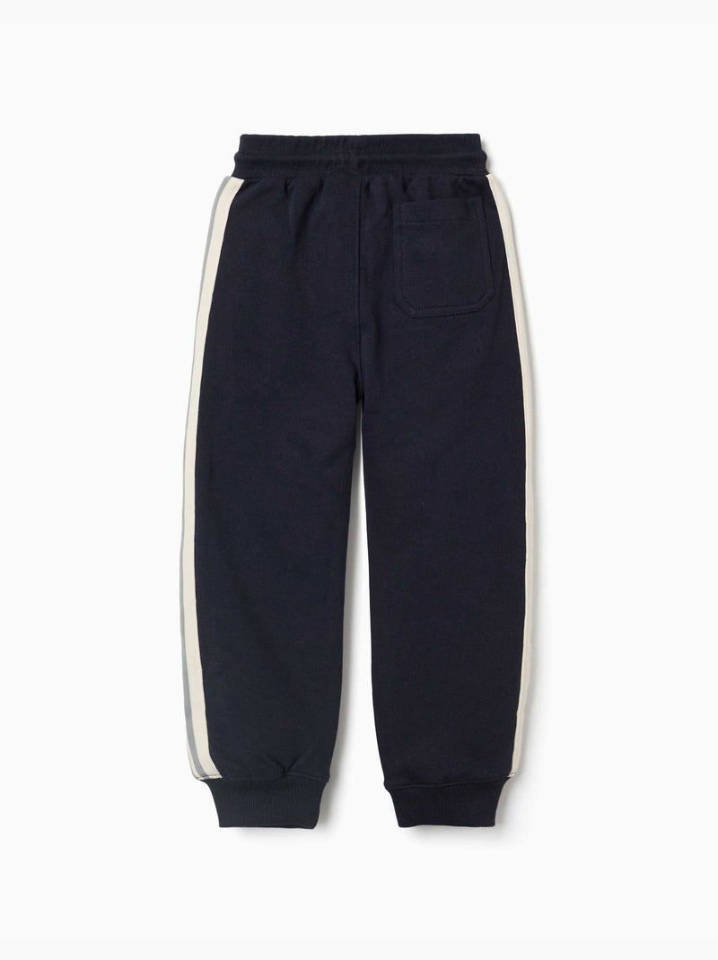 Pantalon de jogging en coton avec bande à rayures Bleu foncé - Kiabi