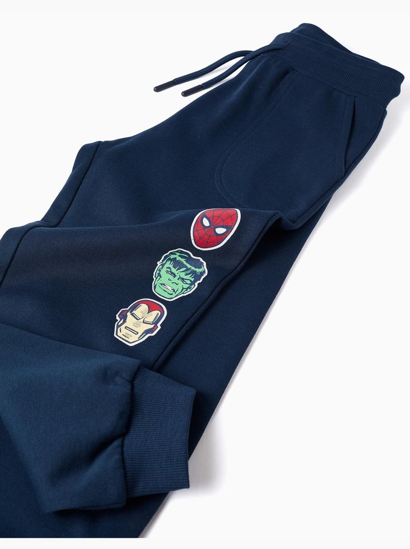 Pantalon de jogging en coton avec imprimé Marvel et cordon de serrage Bleu foncé - Kiabi
