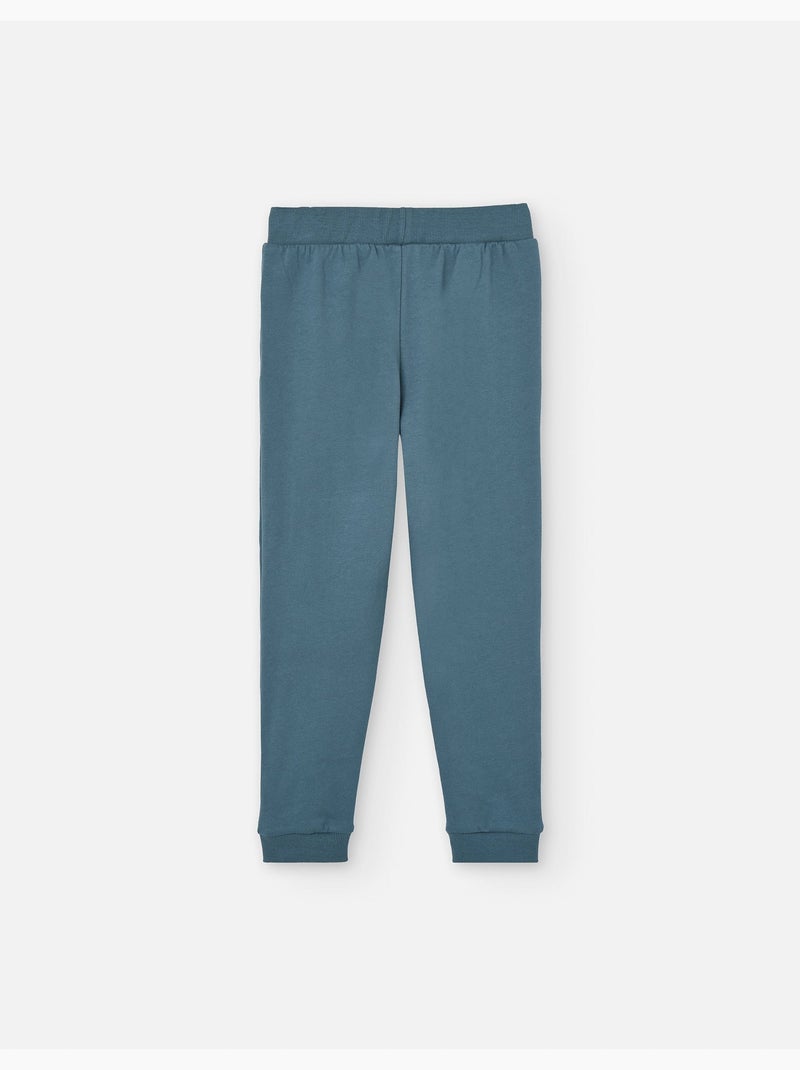 Pantalon de jogging en coton avec plis aux genoux Bleu clair - Kiabi