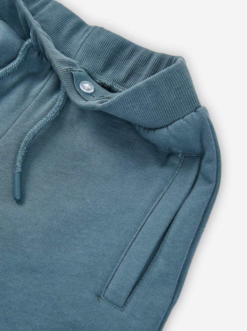 Pantalon de jogging en coton avec plis aux genoux Bleu clair - Kiabi