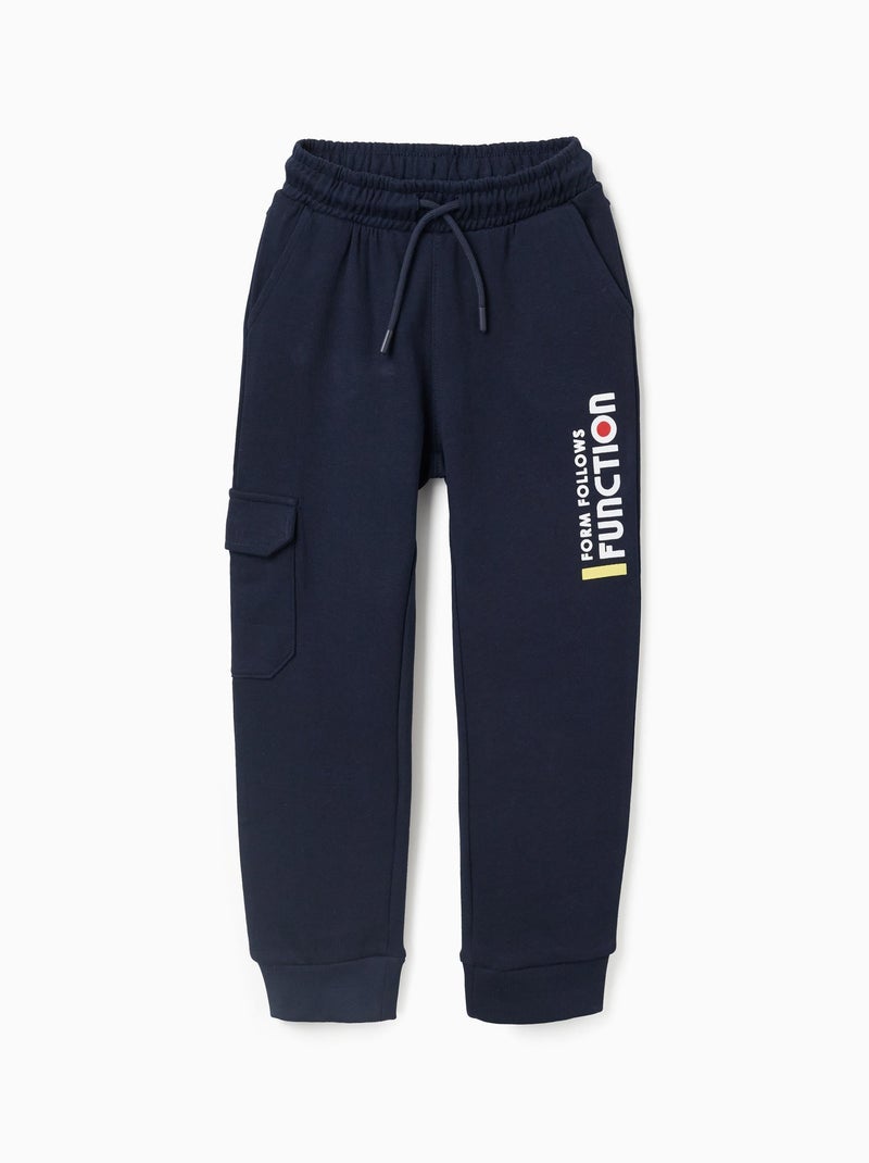 Pantalon de jogging en coton avec poche cargo Bleu foncé - Kiabi