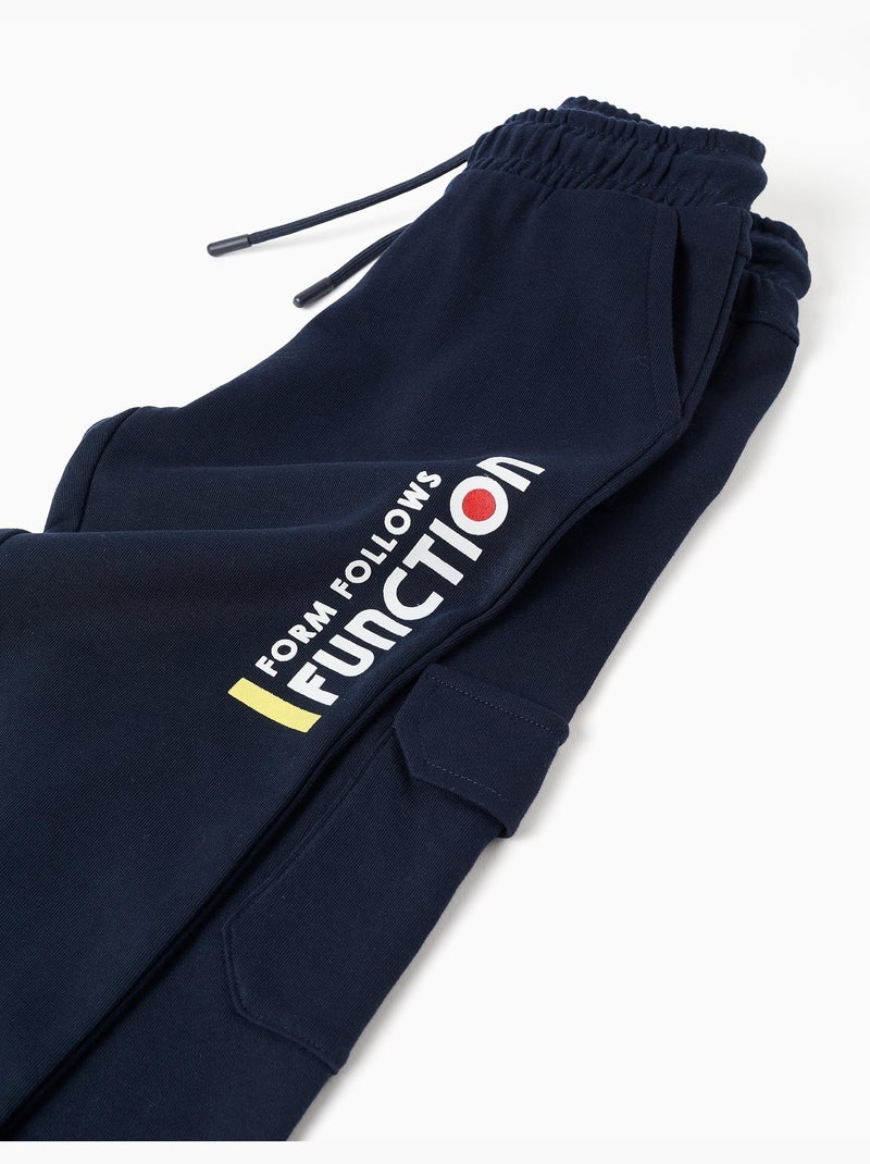 Pantalon de jogging en coton avec poche cargo Bleu foncé - Kiabi