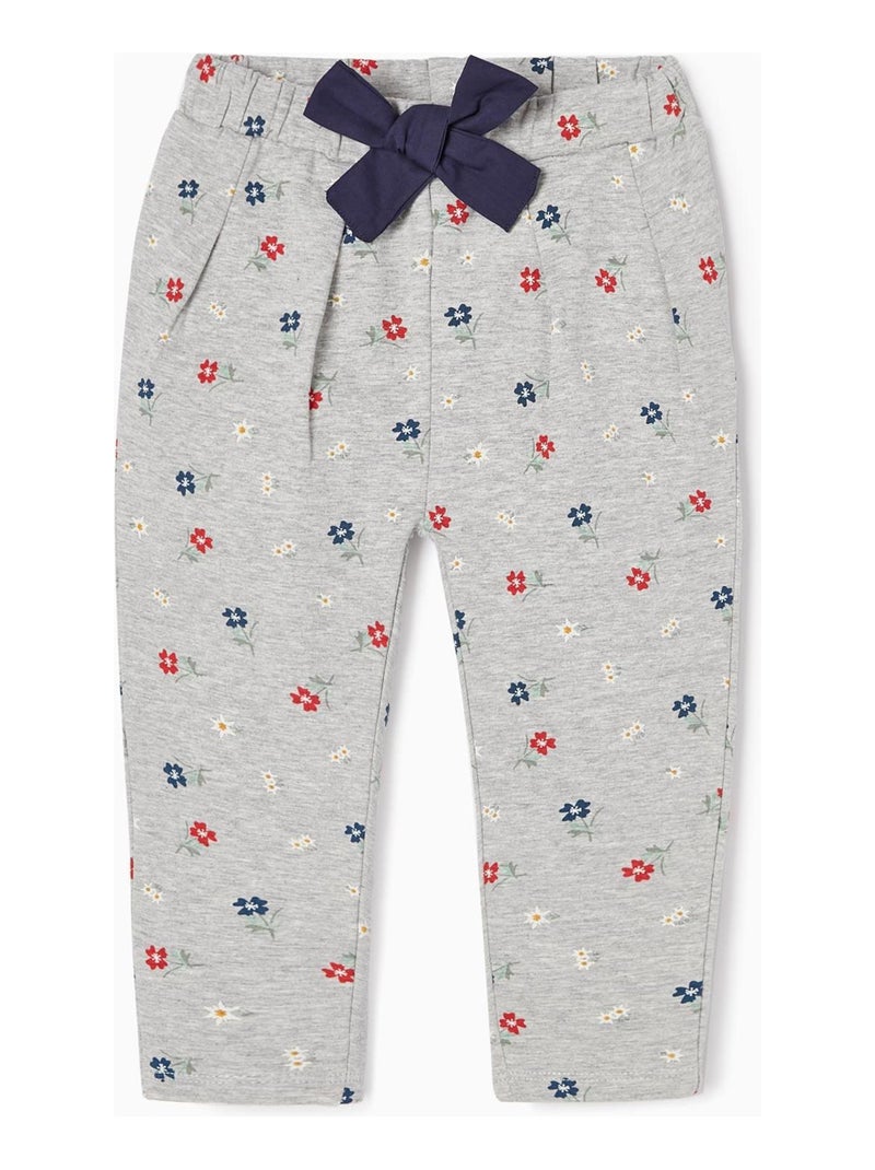Pantalon de Jogging en Coton Bébé Fille 'Fleurs'   ALPINE LUXURY Gris clair - Kiabi