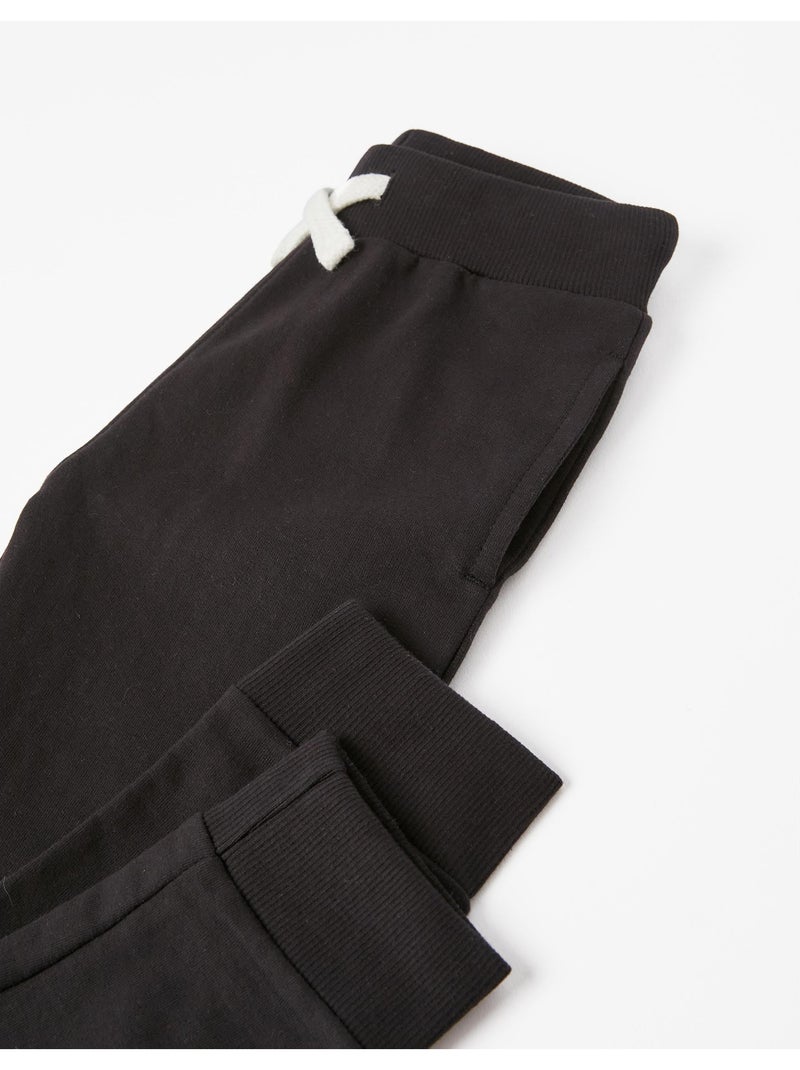Pantalon de Jogging en Coton Noir Noir - Kiabi