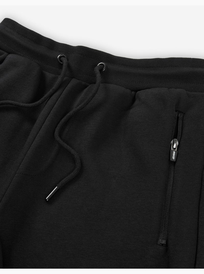 Pantalon de jogging en coton peigné à coupe ajustée Noir - Kiabi