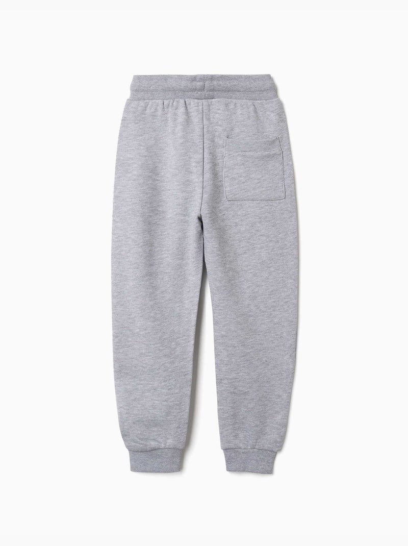 Pantalon de jogging en coton peigné avec cordon de serrage et poches Gris clair - Kiabi