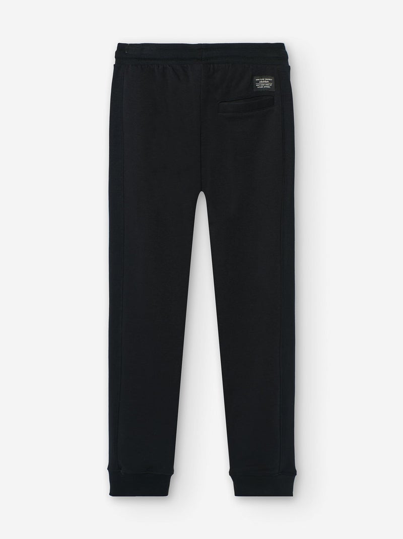 Pantalon de jogging en coton peigné avec cordon de serrage et poches Noir - Kiabi