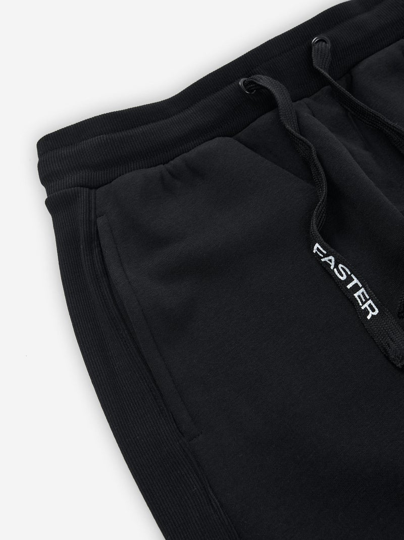 Pantalon de jogging en coton peigné avec cordon de serrage et poches Noir - Kiabi