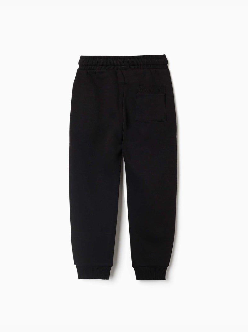 Pantalon de jogging en coton peigné avec cordon de serrage et poches Noir Noir - Kiabi