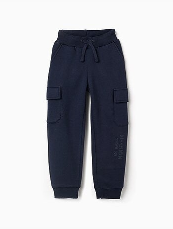 Pantalon de jogging en coton peigné avec poches cargo et imprimé