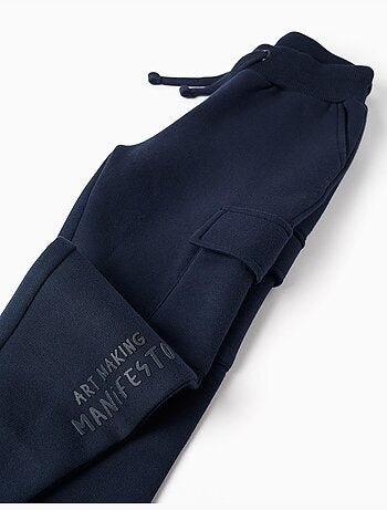 Pantalon de jogging en coton peigné avec poches cargo et imprimé