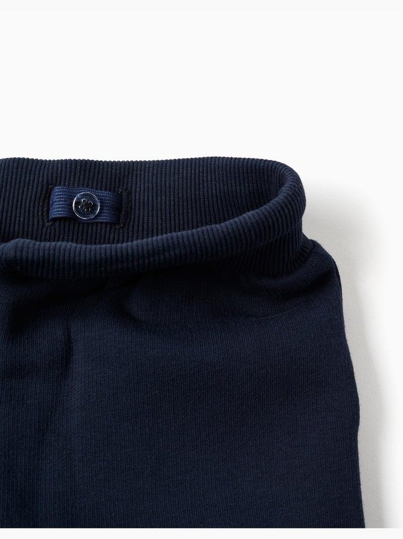 Pantalon de jogging en coton peigné avec poches cargo et imprimé Bleu foncé - Kiabi