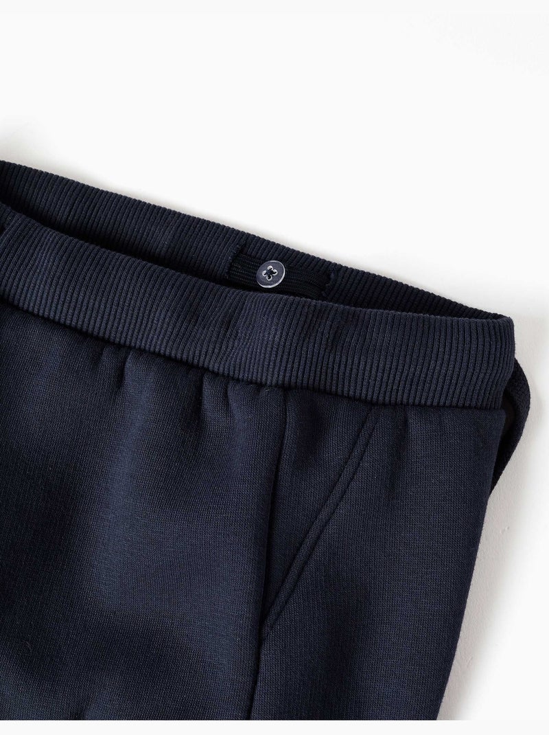 Pantalon de jogging en coton peigné avec poches cargo et imprimé Bleu foncé - Kiabi