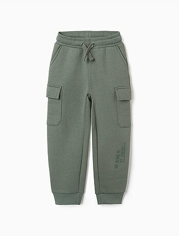 Pantalon de jogging en coton peigné avec poches cargo et imprimé