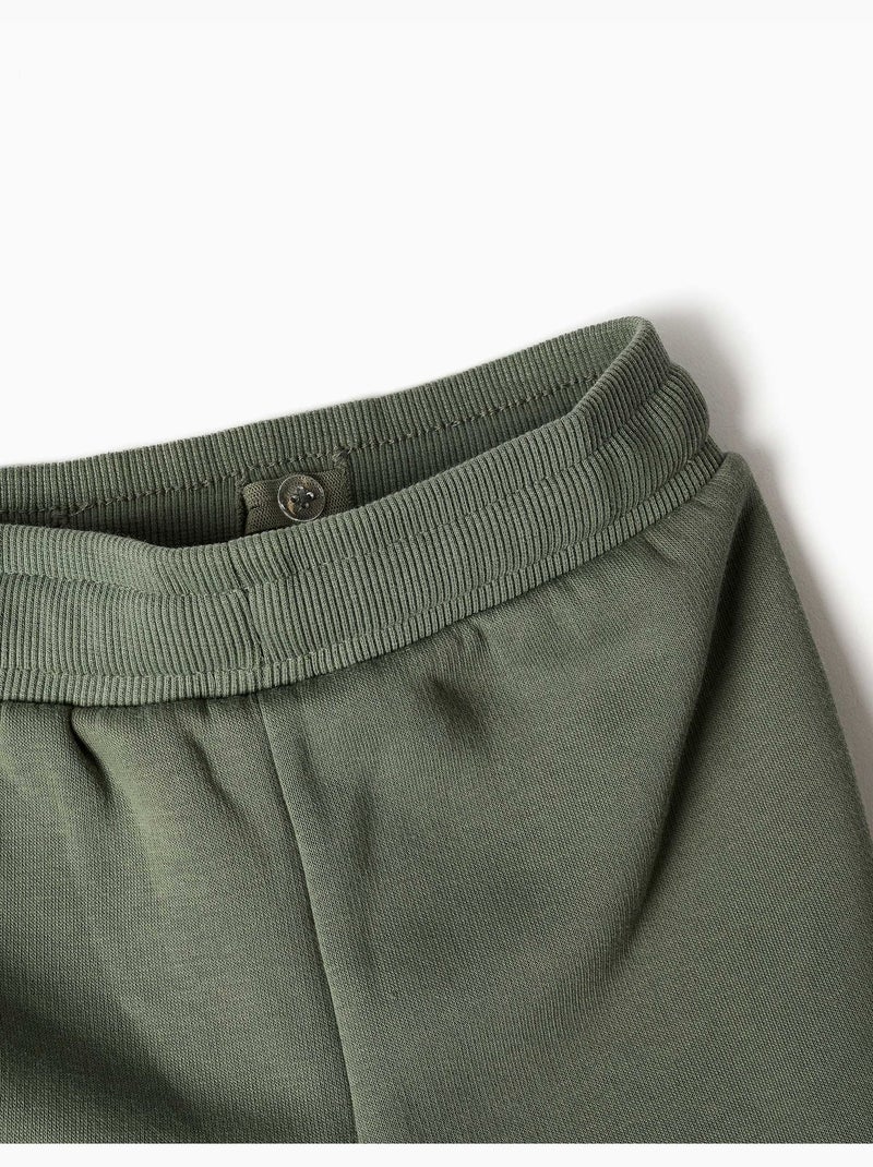 Pantalon de jogging en coton peigné avec poches cargo et imprimé Vert foncé - Kiabi
