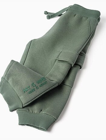 Pantalon de jogging en coton peigné avec poches cargo et imprimé