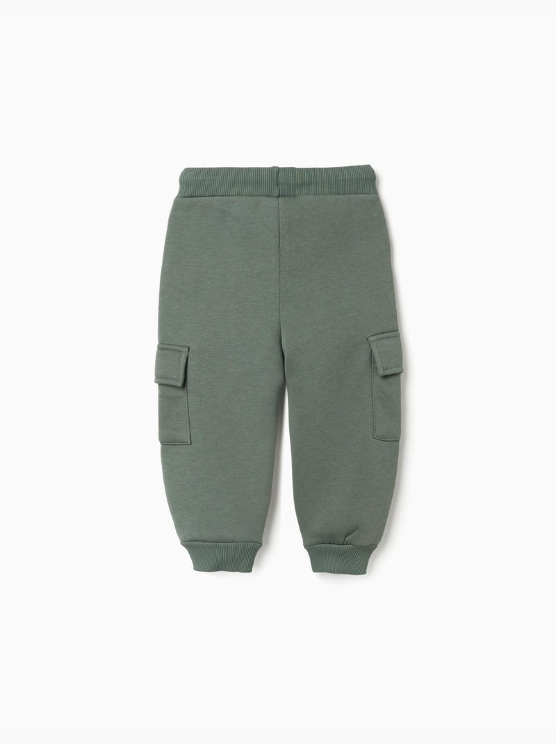 Pantalon de jogging en coton peigné avec poches cargo et imprimé Vert foncé - Kiabi