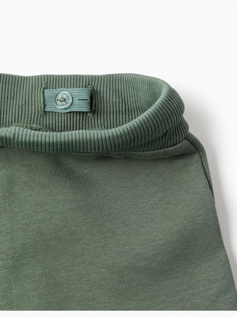 Pantalon de jogging en coton peigné avec poches cargo et imprimé Vert foncé - Kiabi