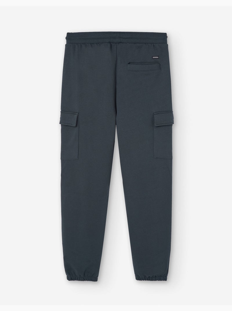 Pantalon de jogging en coton peigné avec poches cargo Gris foncé - Kiabi