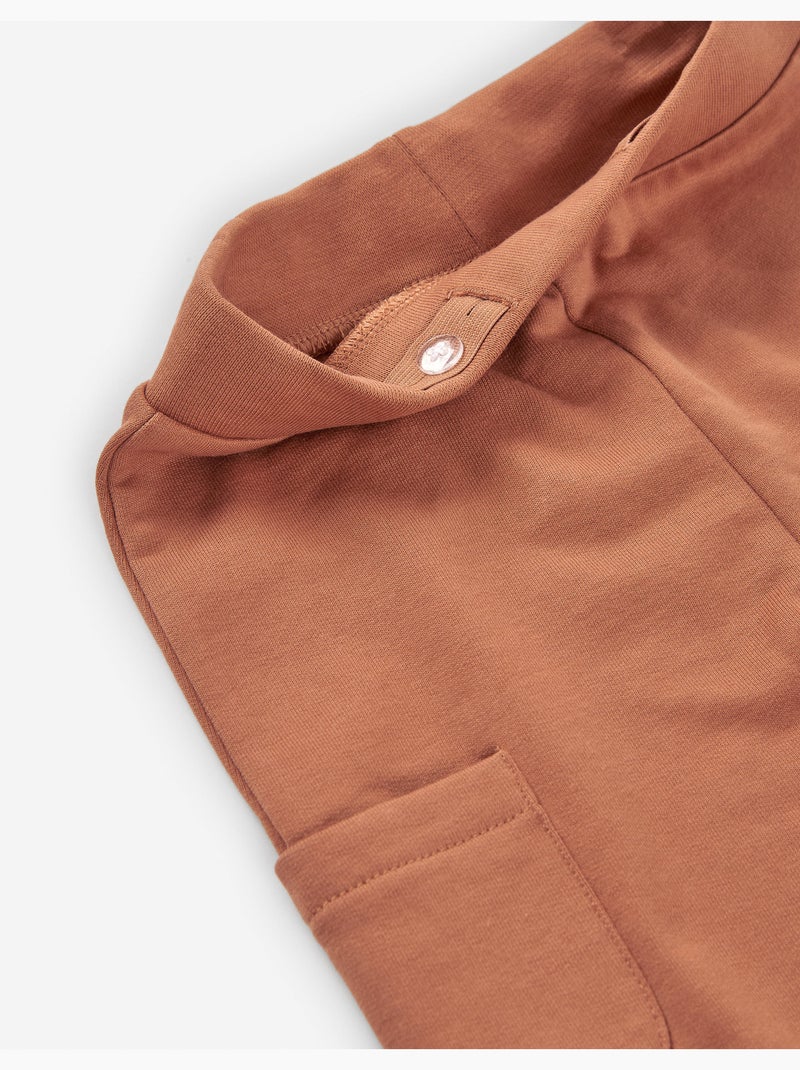 Pantalon de jogging en coton peigné avec poches cargo Orange - Kiabi