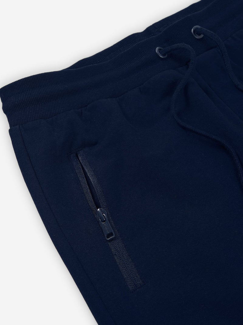Pantalon de jogging en coton peigné avec poches latérales Bleu foncé - Kiabi