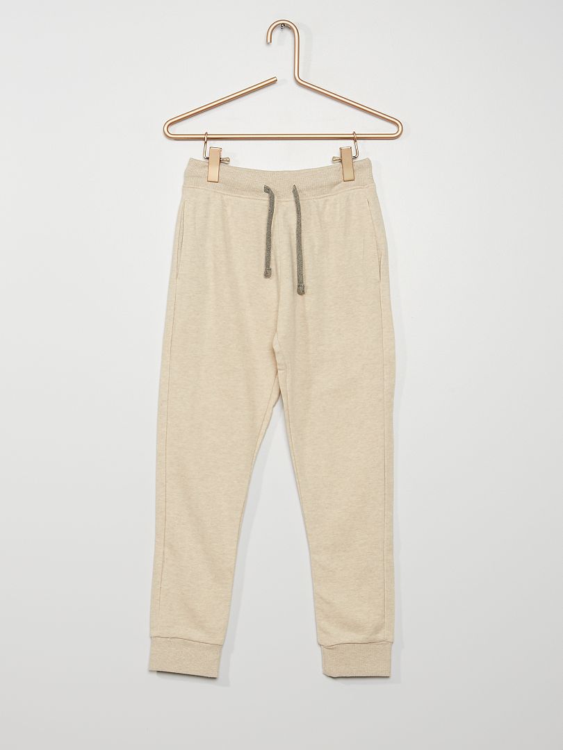 Pantalon de jogging en coton uni - Mixte beige - Kiabi