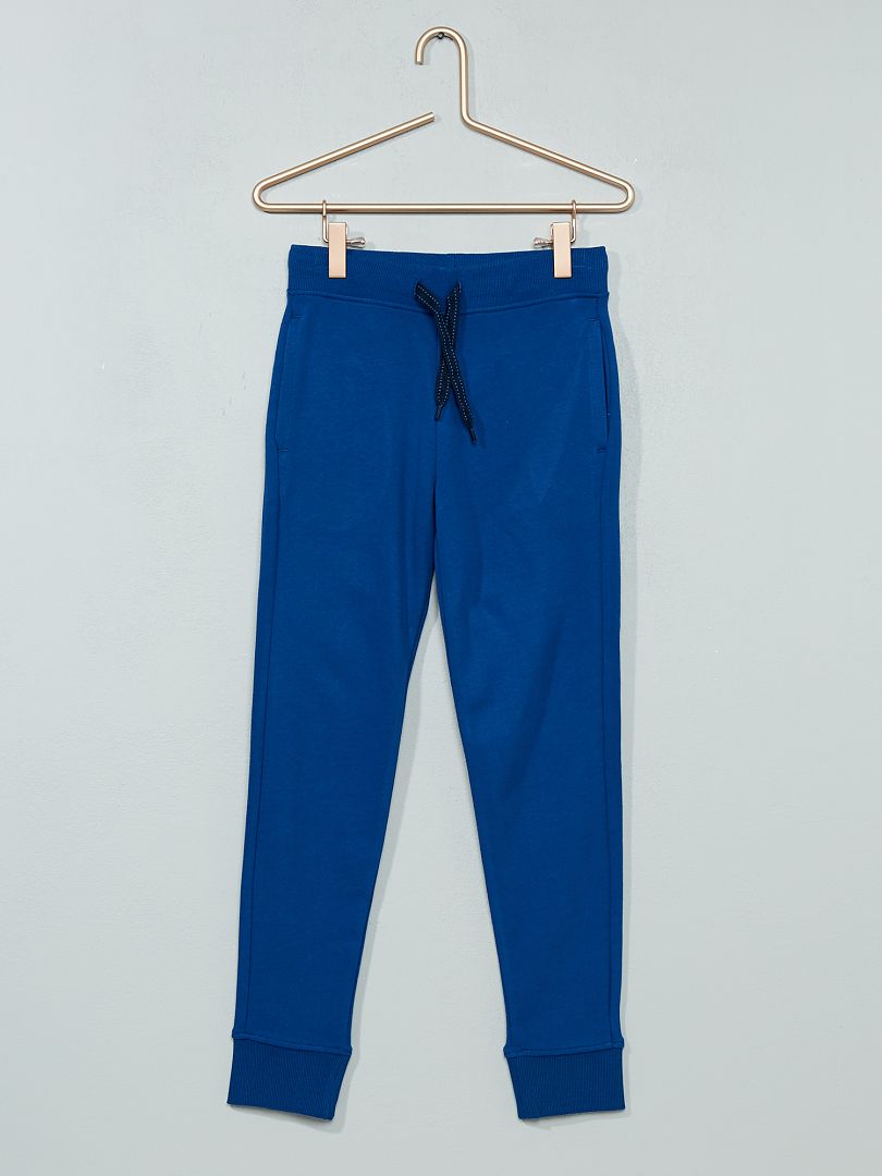 Pantalon de jogging en coton uni - Mixte bleu foncé - Kiabi