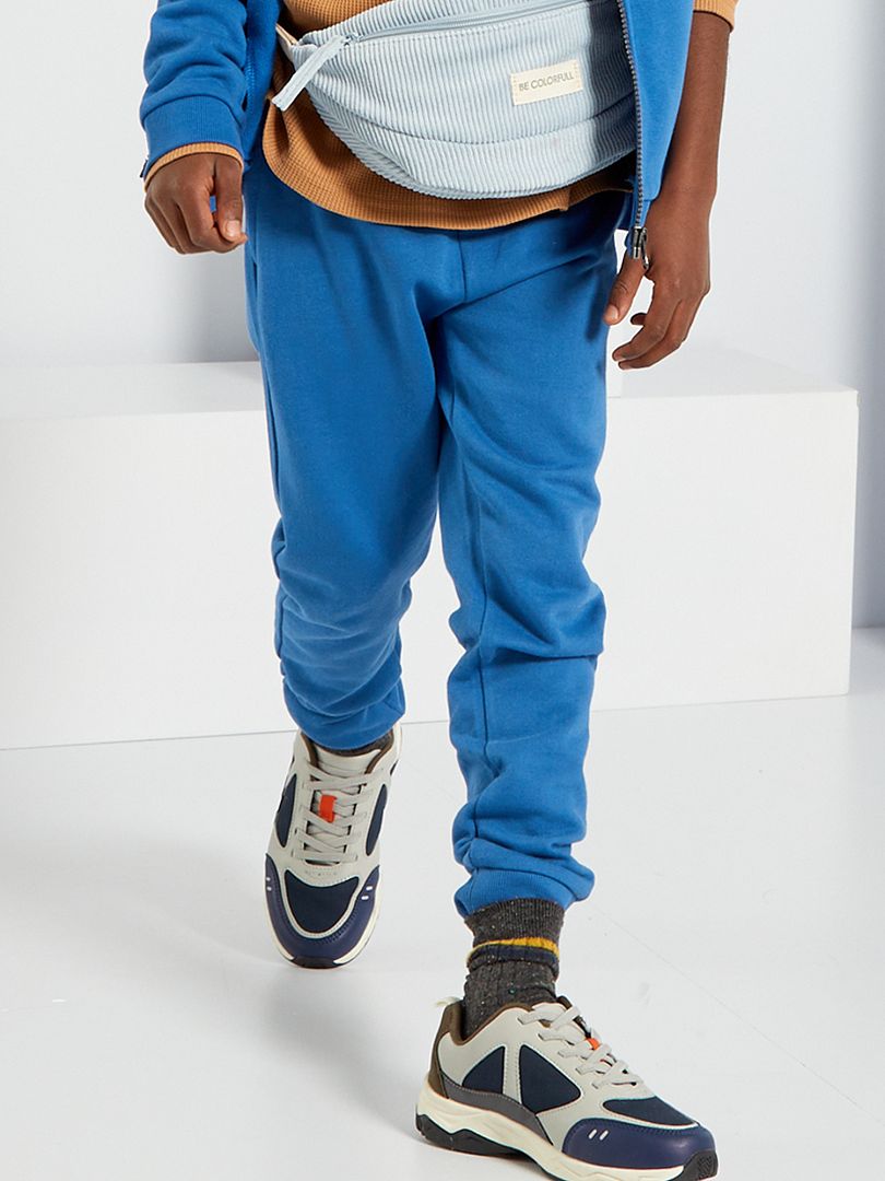 Pantalon de jogging en coton uni - Mixte bleu - Kiabi