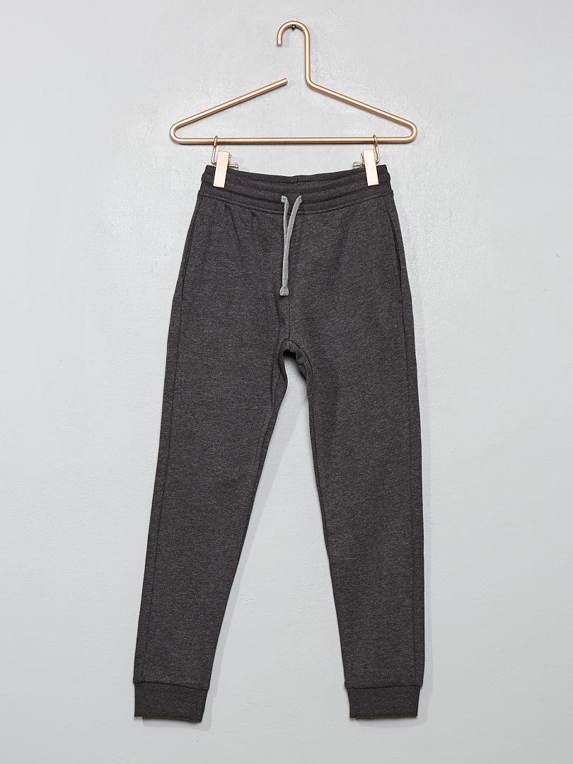 Pantalon de jogging en coton uni - Mixte gris chiné - Kiabi