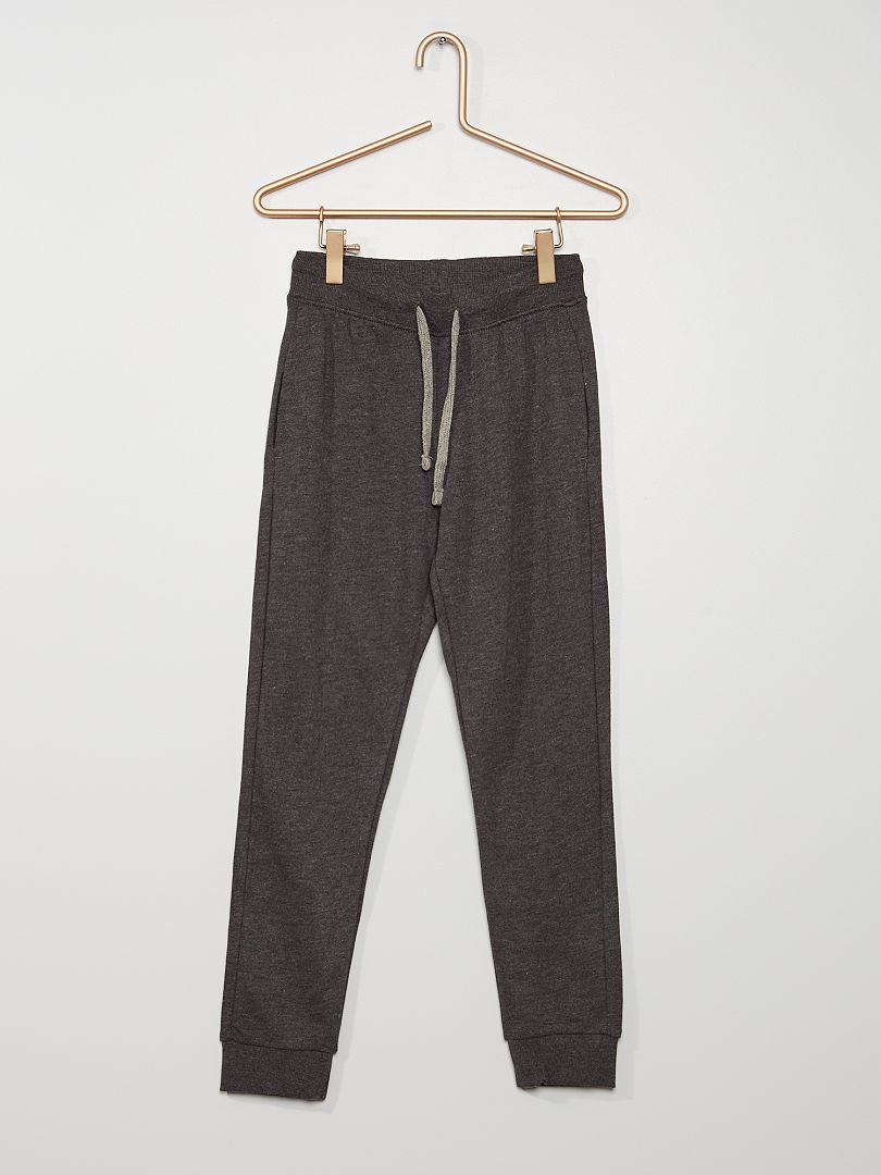 Pantalon de jogging en coton uni - Mixte gris foncé - Kiabi