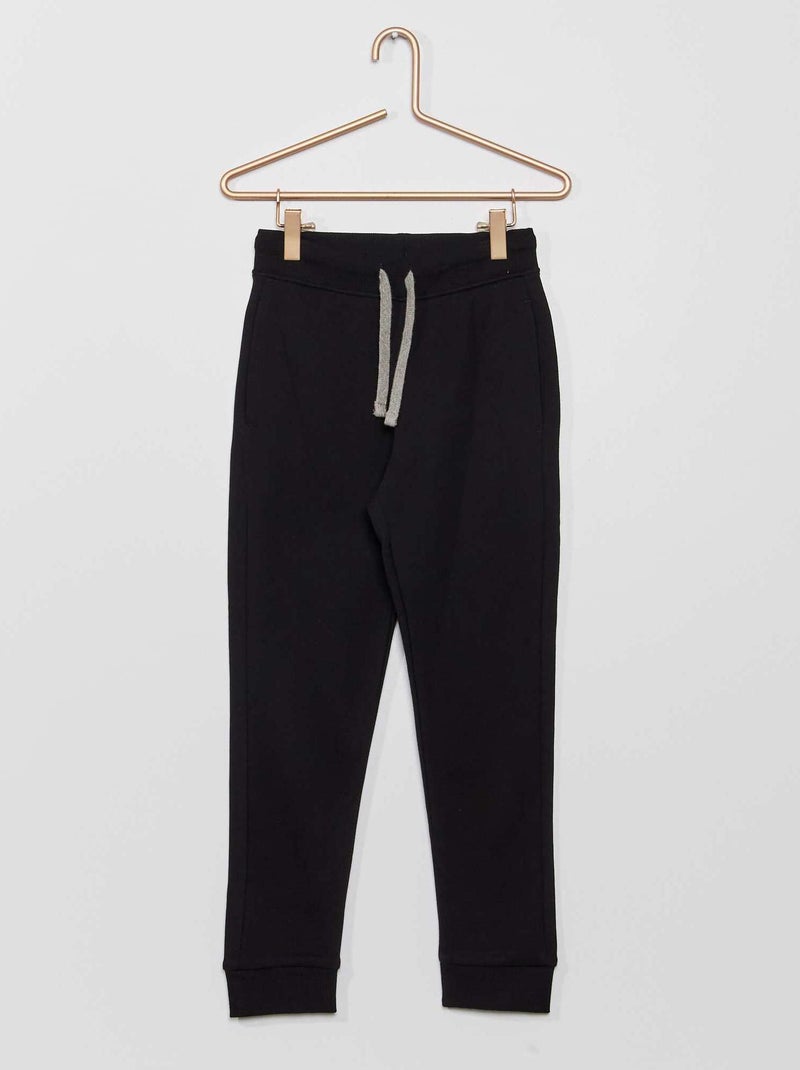 Pantalon de jogging en coton uni - Mixte noir - Kiabi