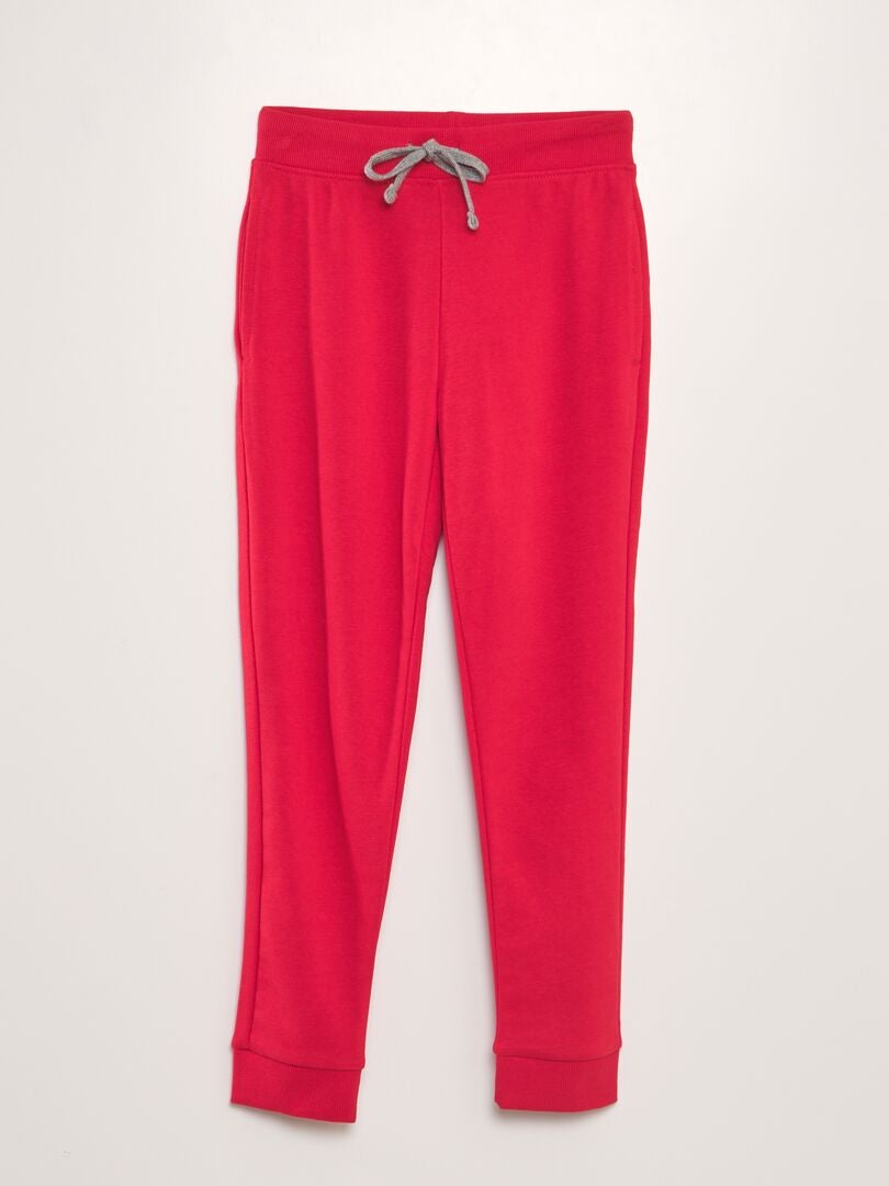 Pantalon de jogging en coton uni - Mixte rouge - Kiabi