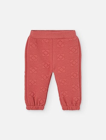 Pantalon de jogging en interlock matelassé à fleurs brodées