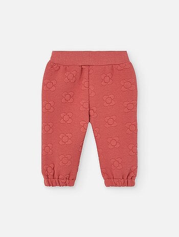 Pantalon de jogging en interlock matelassé à fleurs brodées