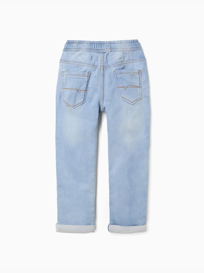 Pantalon de jogging en jean avec cordon Bleu clair - Kiabi