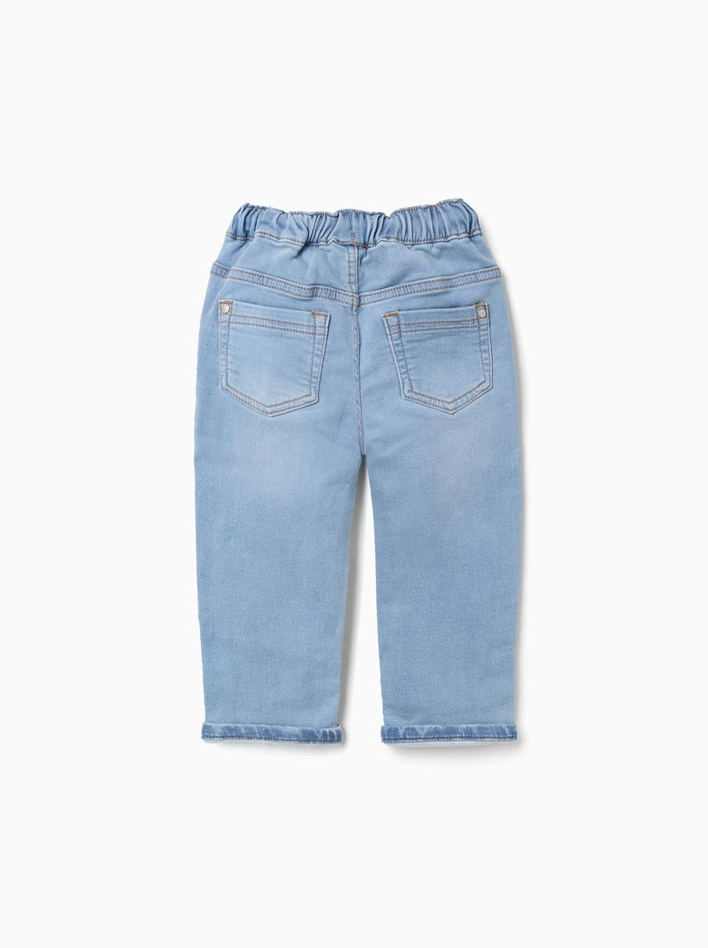 Pantalon de jogging en jean avec cordon Bleu clair - Kiabi