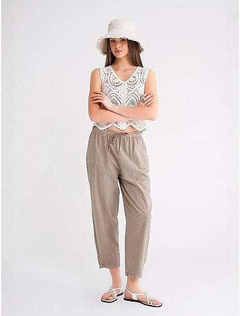 Pantalon de jogging en lin mélangé avec cordon de serrage à la taille mixray
