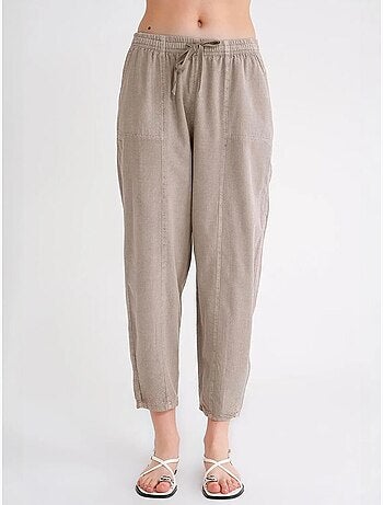 Pantalon de jogging en lin mélangé avec cordon de serrage à la taille mixray