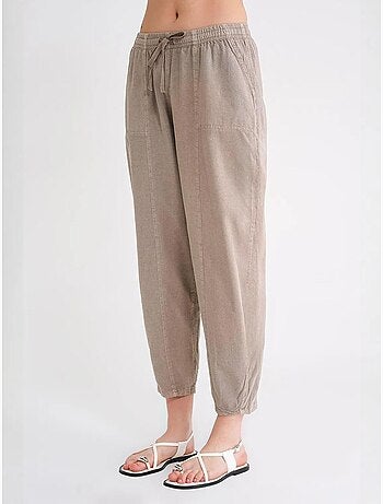Pantalon de jogging en lin mélangé avec cordon de serrage à la taille mixray