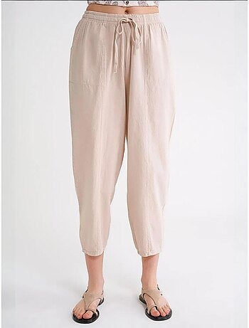 Pantalon de jogging en lin mélangé avec cordon de serrage à la taille mixray